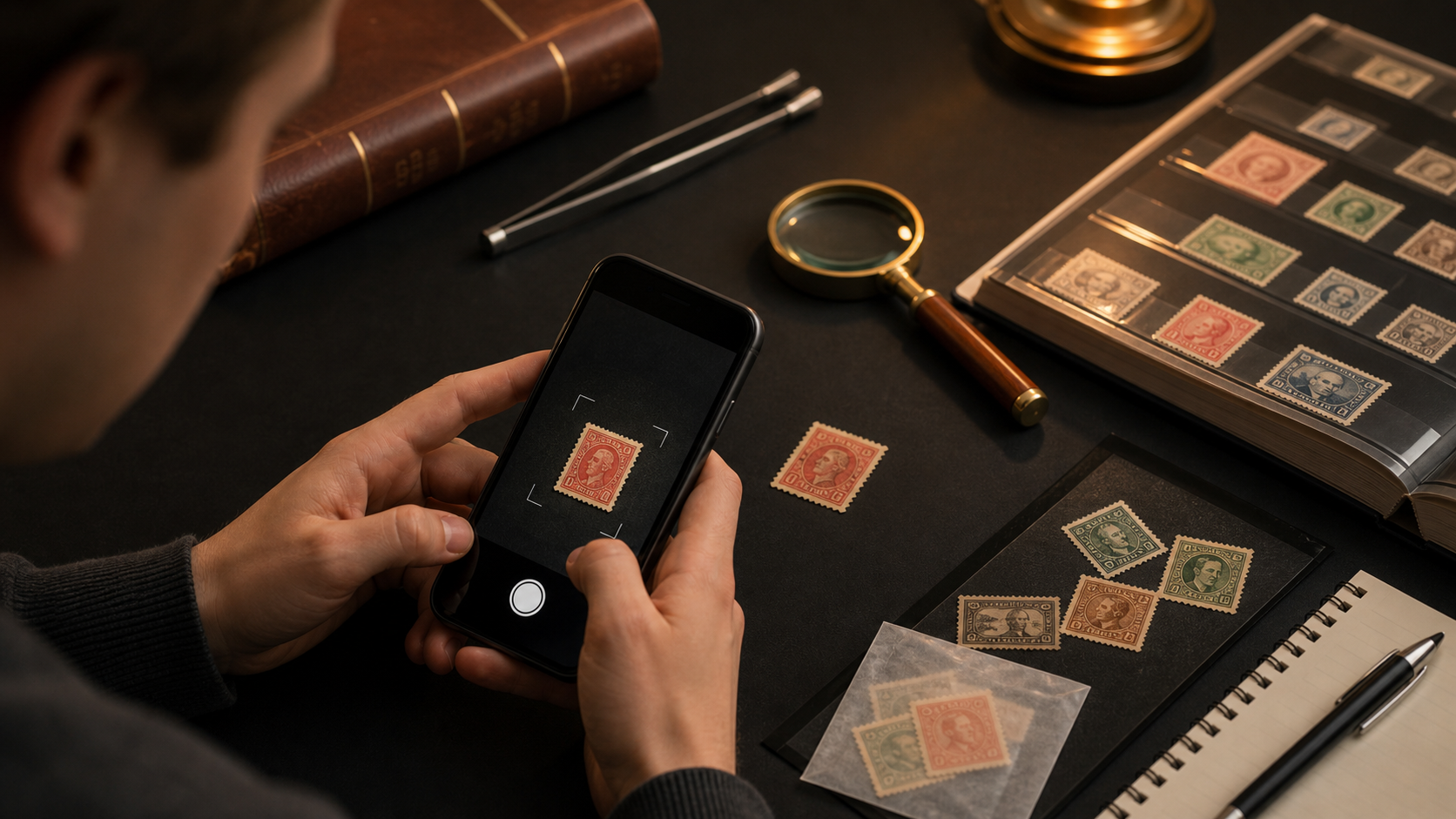 using a phone to identify stamps for a collection