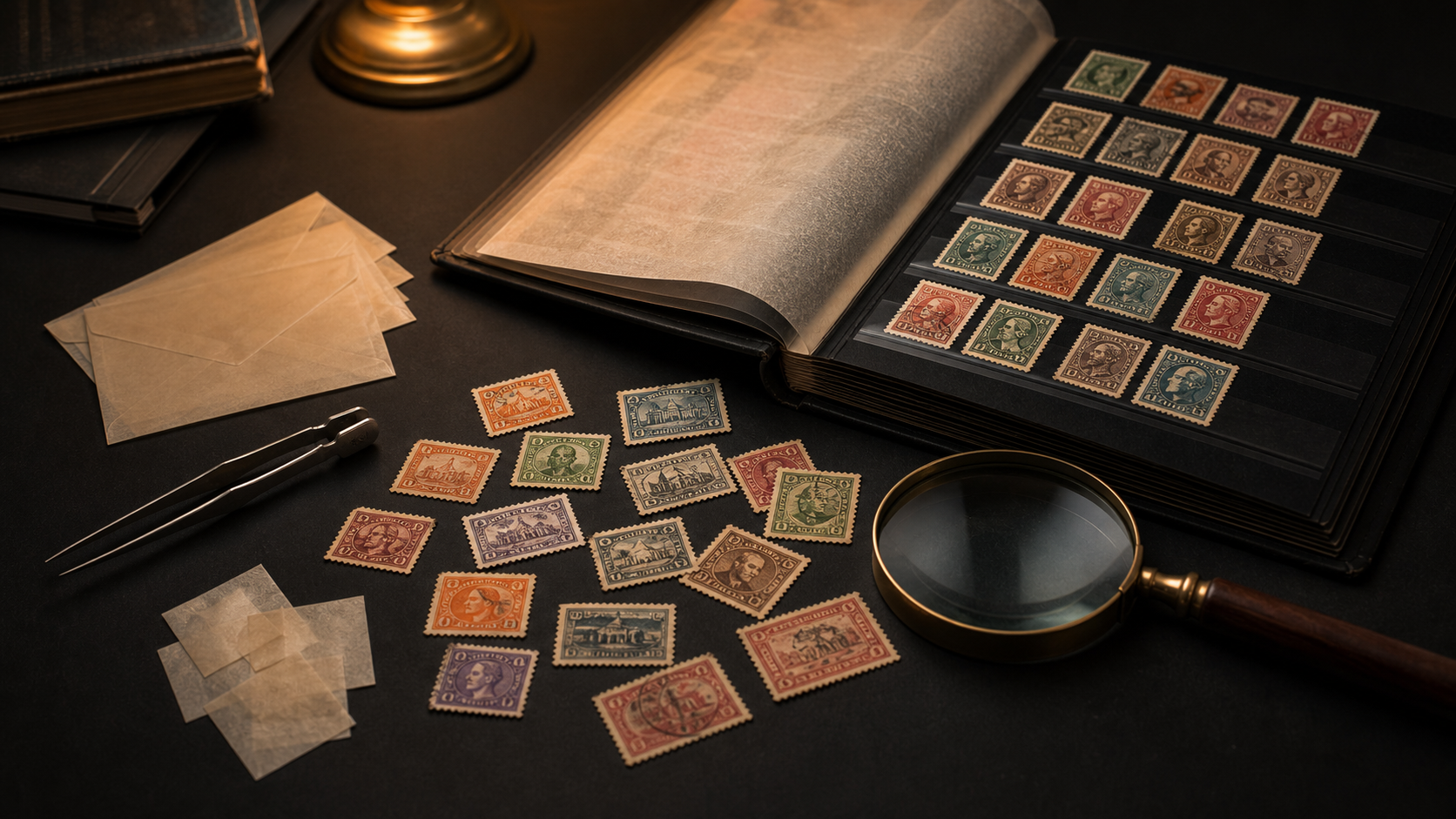 stamp collections beginner guide with album and vintage stamps