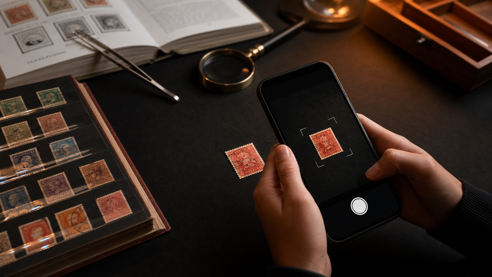 using a phone for stamp identification by picture